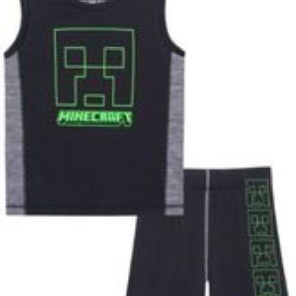 NWT Minecraft Toddler Boys' Creeper 2-Piece Set Size 2T Black, Green - Picture 3 of 6
